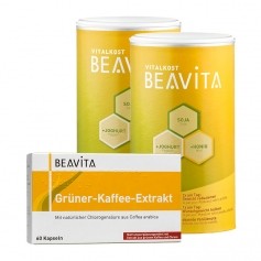 BEAVITA Natural Greens Diät: Doppelpack Vitalkost + Grüner-Kaffee-Extrakt Kapseln