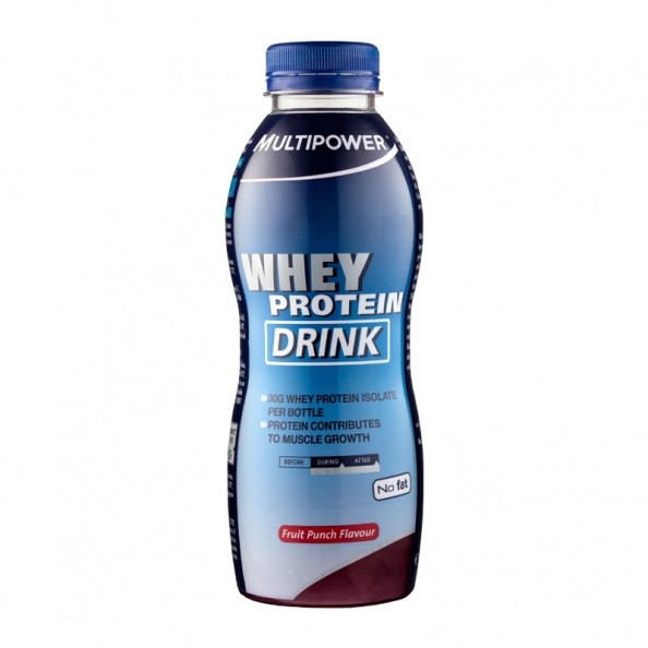 La boisson protéinée Whey de Multipower, goût multifruits