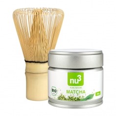nu3 Thé Matcha Bio en Poudre et Fouet à Matcha