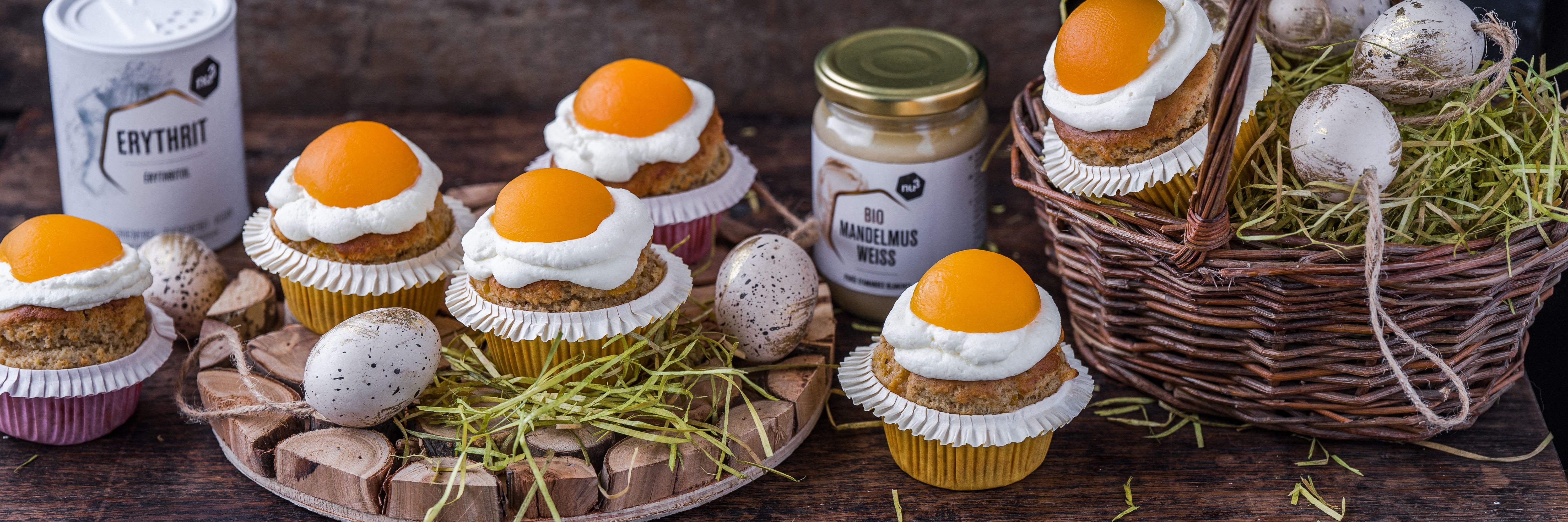 Rezept für Oster-Cupcakes mit Mandelmehl und Aprikosen | nu3Kitchen